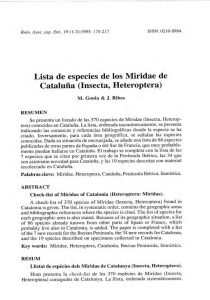 Lista de especies de los Miridae de Cataluña