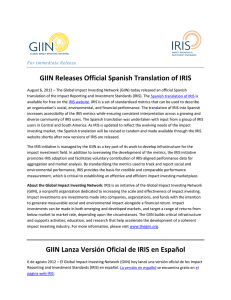 GIIN Releases Official Spanish Translation of IRIS GIIN Lanza