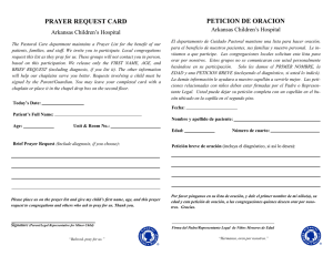 prayer request card peticion de oracion