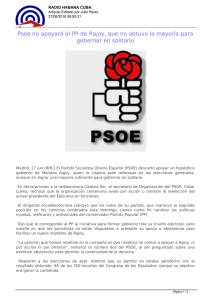 Psoe reitera que no apoyará al PP de Rajoy, que no obtuvo la