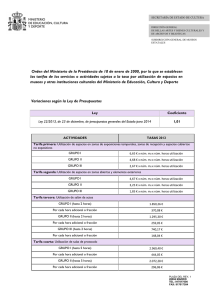 Tarifas actualizadas - Ministerio de Educación, Cultura y Deporte