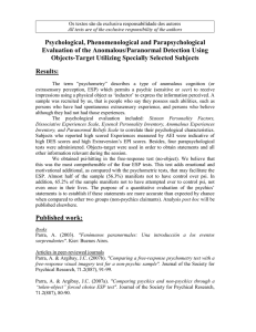 Psychological, Phenomenological and Parapsychological