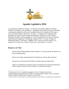 Agenda Legislativa 2016 - Virginia Catholic Conference