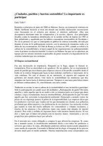 ¿Ciudades, pueblos y barrios sostenibles? Lo importante es participar