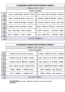 Calendario y resultados III Torneo Interno
