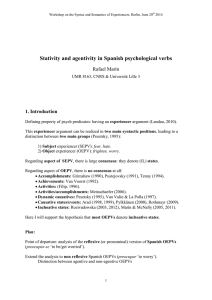 Stativity and agentivity in Spanish psychological verbs