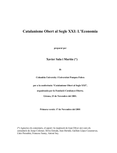 Catalanisme Obert al Segle XXI: L`Economia