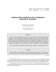 Modulacion contextual de la tolerancia asociativa al etanol