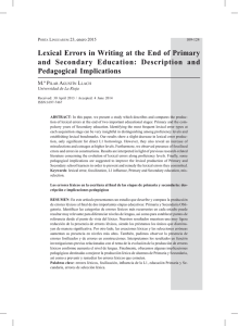 Lexical Errors in Writing at the End of Primary and Secondary