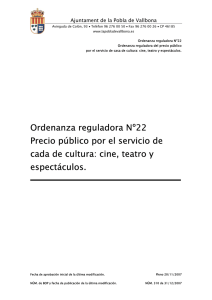Ordenanza reguladora Nº22 Precio público por el servicio de cada