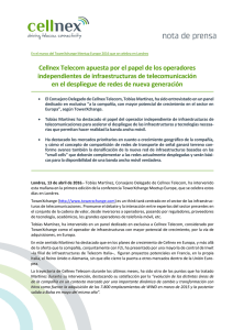 Cellnex Telecom apuesta por el papel de los operadores
