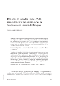 Dos años en Ecuador (1952-1954): recuerdos en torno a