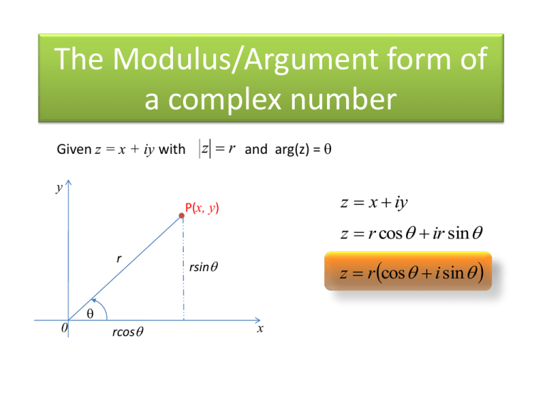 Modulus And Argument Of Complex Numbers Worksheet