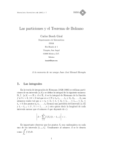 Las particiones y el Teorema de Bolzano