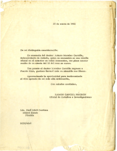 Carta de Ramón Cancel Negrón a José Miró Cardona, 25 ene. 1961