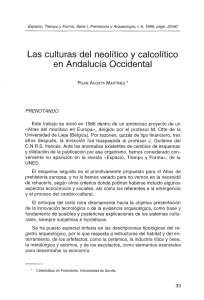 Las culturas del neolítico y calcolítico en Andalucía Occidental