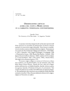 observaciones críticas acerca del culto a maría lionza