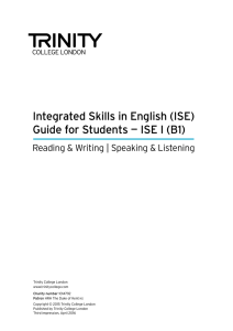 ISE I (B1) - Trinity College London