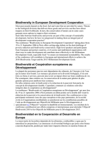 Biodiversity in European Development Cooperation Biodiversité et