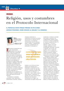 Religión, usos y costumbres en el Protocolo Internacional