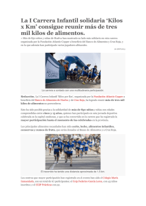 La I Carrera Infantil solidaria `Kilos x Km` consigue reunir más de