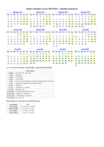 Calendario escolar Latvia 2014/2015 - Calendar.sk