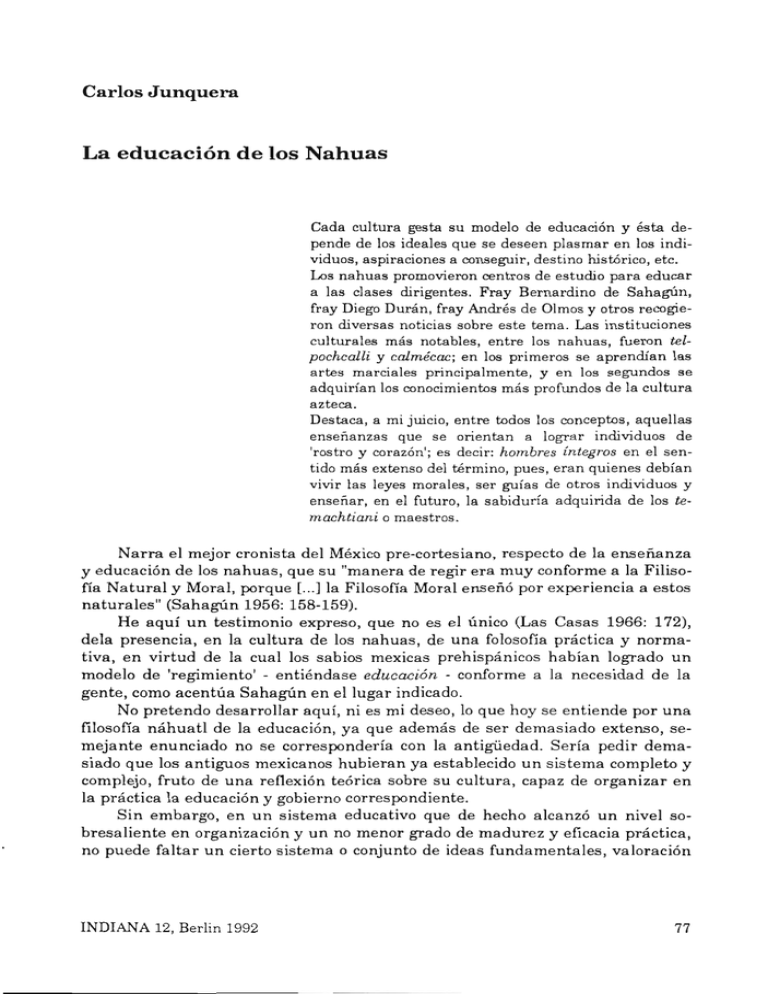La educación de los Nahuas