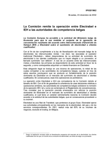 La Comisión remite la operación entre Electrabel e lEH a