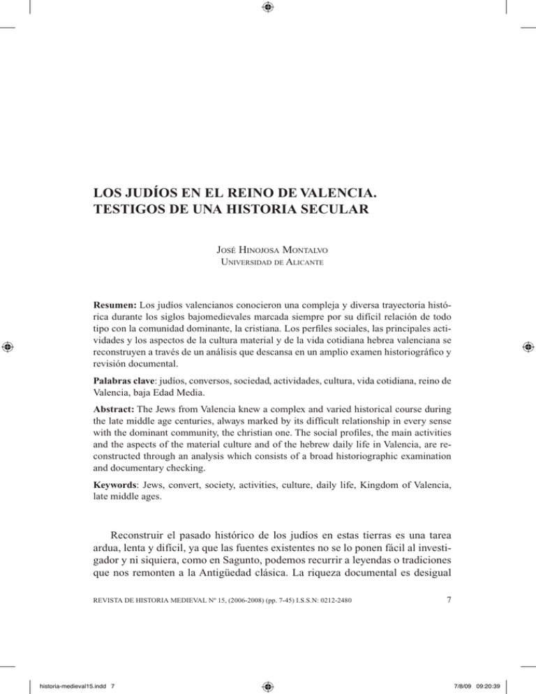 Los Jud os En El Reino De Valencia Testigos De Una Historia