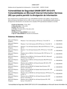 Vulnerabilidad de Seguridad UNAM-CERT-2012