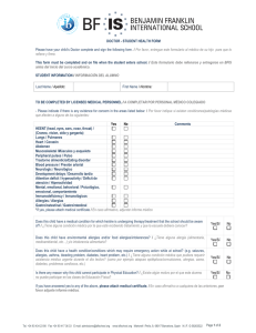DOCTOR - STUDENT HEALTH FORM Please have your child`s