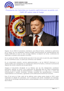 Presidente de Colombia se muestra optimista por acuerdo con