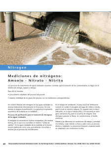 Nitrogen Mediciones de nitrógeno: Amonio · Nitrato · Nitrito