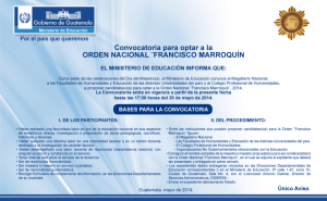 Convocatoria para optar a la , ORDEN NACIONAL "FRANCISCO