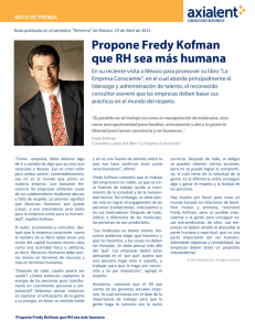Propone Fredy Kofman que RH sea más humana
