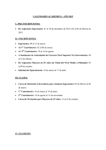 CALENDARIO ACADEMICO - AÑO 2015 I.