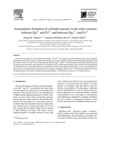 Autocatalytic formation of colloidal mercury in the redox reaction