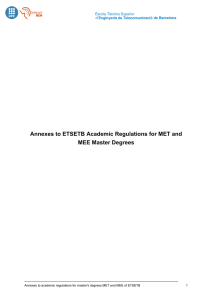 Annexes to ETSETB Academic Regulations for MET and MEE