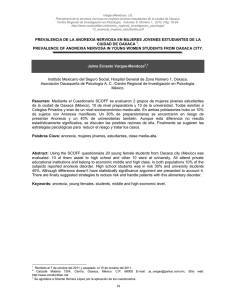 Prevalencia de la anorexia nerviosa en mujeres