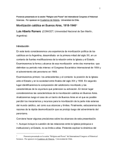Movilización católica en Buenos Aires, 1918-1946