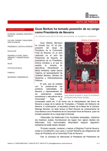 Uxue Barkos ha tomado posesión de su cargo como Presidenta de