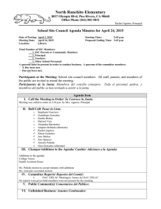 SSC Minutes April 2015 - North Ranchito Elementary