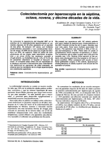 Colecistectomía por Laparoscopía en la Séptima, Octava, Novena y