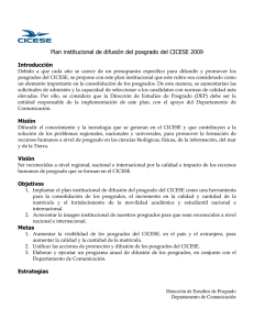 Plan institucional de difusión del posgrado del CICESE 2009