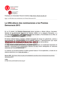 La UNQ obtuvo dos nominaciones a los Premios Democracia 2013