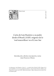 Carta de Luis Ram&iacute;rez a su padre desde el Brasil (1528)