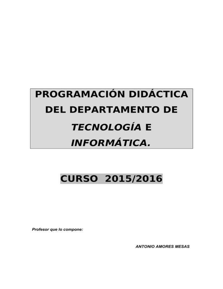 Programación Didáctica Del Departamento De Tecnología E