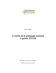 Creación de la pedagogía nacional Capítulo XXVIII