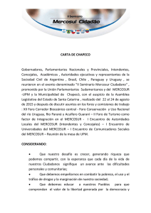 Carta Chapeco - Unión de Parlamentarios Sudamericanos y del