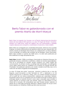 Berta Tabor es galardonada con el premio Marta de Mont Marçal